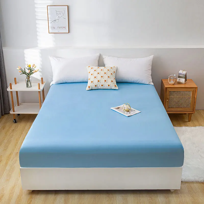 

3pcs Mattress Cover Set with Pillowcase Solid Color Fitted Sheet with Elastic Queen/King Size Bed Sheet Set XF1160-7