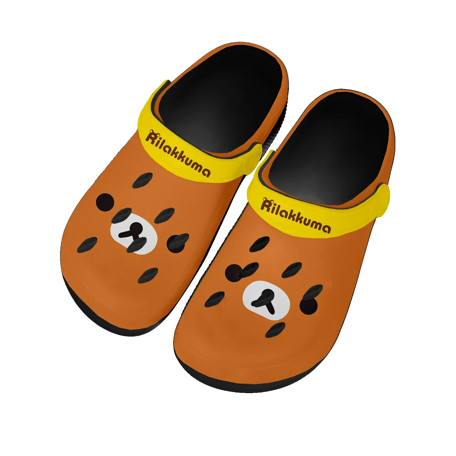 

Домашние Сабо Rilakkuma для мужчин и женщин, молодежная обувь для мальчиков и девочек на заказ, садовые пляжные тапочки с дырками из японского аниме, сандалии