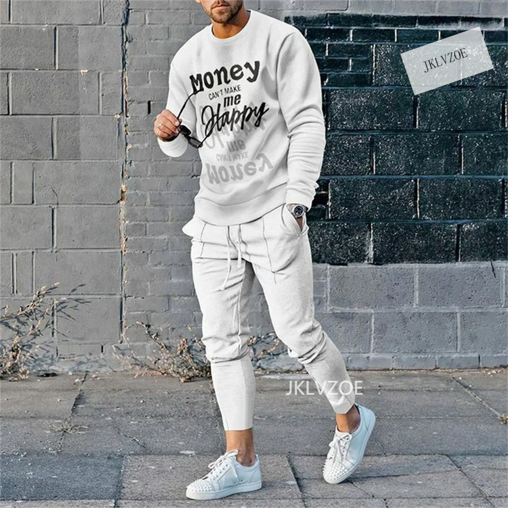 Summer Men's Sportswear Casual Long Sleeve Pants Striped Suit Men's Jogging Training Suit Two-piece Trendy Streetwear Plus Size