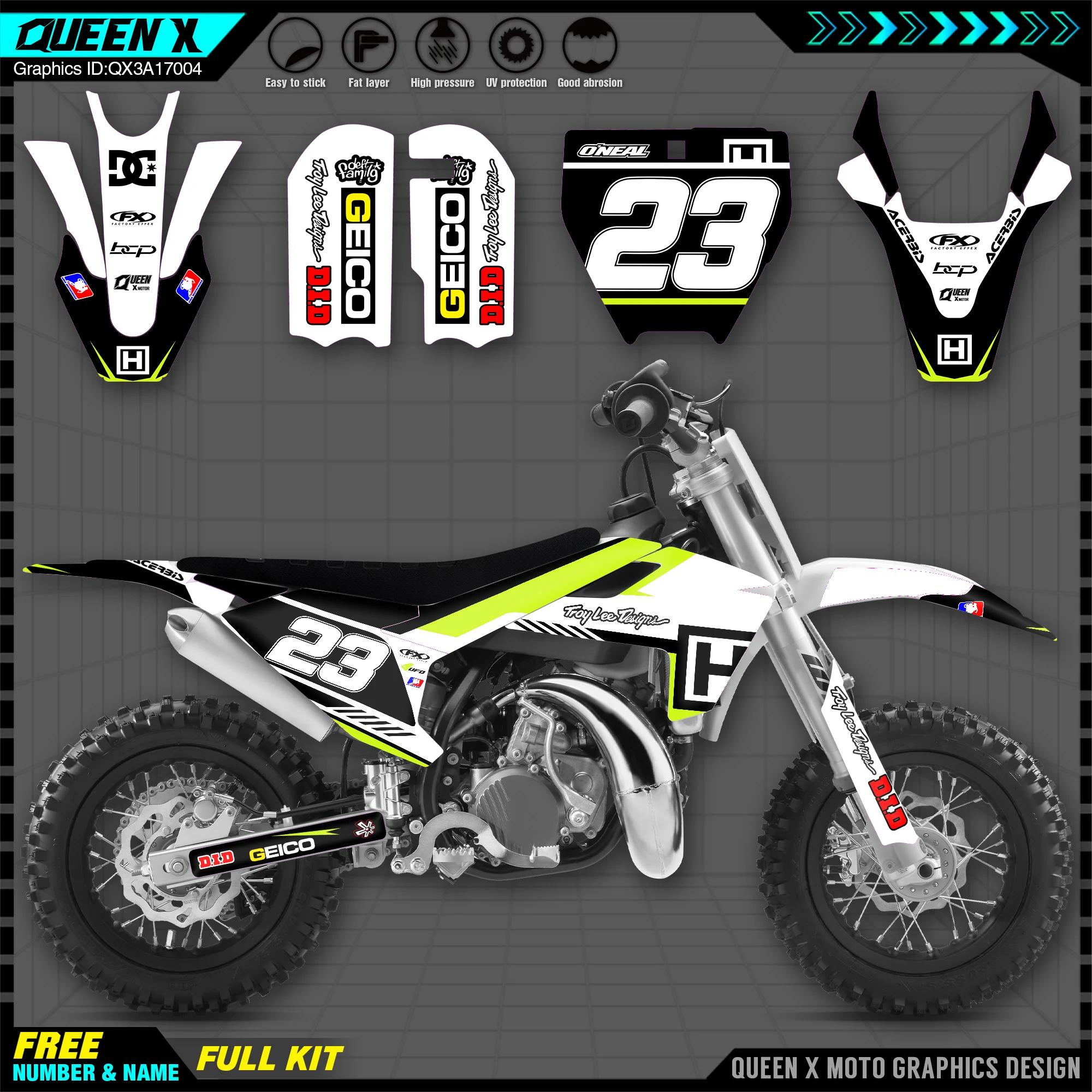 

NEW Team QUEEN X MOTOR GRAPHICS & BACKGROUND DECAL STICKER Kits Fit for Husqvarna TC 50 2017 2018 2019 2020 TC50 Graphics