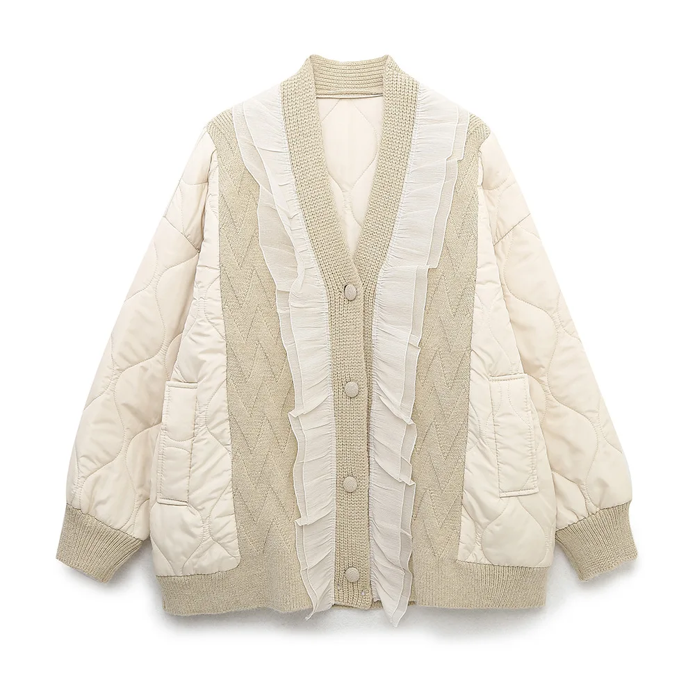 

Зимние парки для женщин, Модная вязаная Толстая теплая куртка со сращением, пальто, повседневные хлопковые пальто с длинным рукавом, бейсбо...