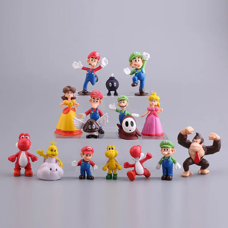 

Mario 17-piece Set of Cake Decoration Ornaments Doll Birthday Ornaments Toy Mario Baking Hand-made Model Doll Gift