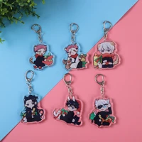 anime jujutsu kaisen q version keychain acrylic itadori yuji gojo satoru cosplay keyrings cute bags car key chains pendant gift