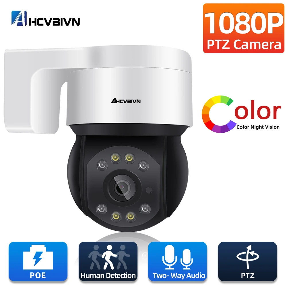

1080P Human Detection IP POE PTZ Camera Outdoor 2 Way Audio Color Night Vision Dome Security Cameras CCTV Video Surveillance 2MP