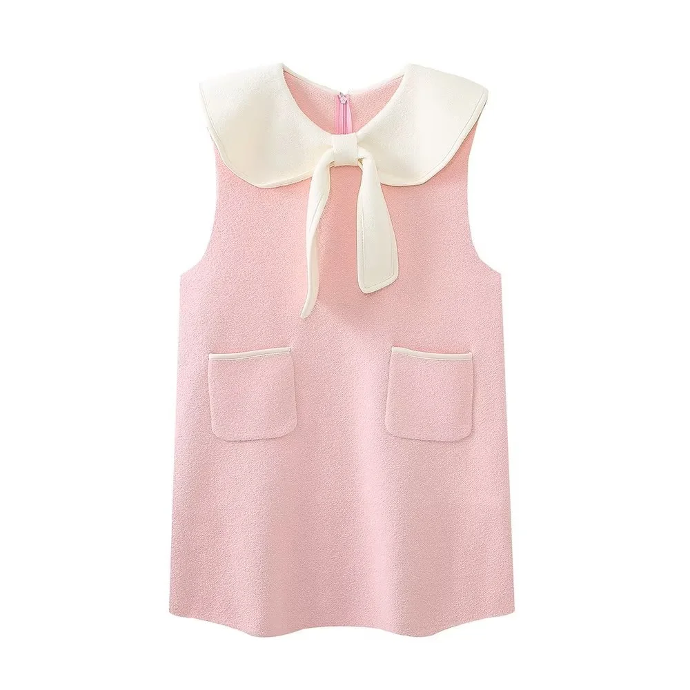 

Осенняя Новинка 2023, женская одежда PB & ZA, платье без рукавов контрастных цветов в европейском и американском стиле