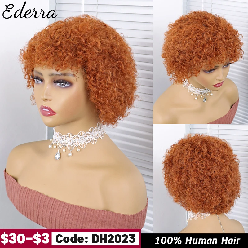 

Afro Kinky Curly Wigs Human Hair Pixie Cut Short Wigs Human Hair 180% Density Natural Peruvian Remy Hair Machine Made Wigs