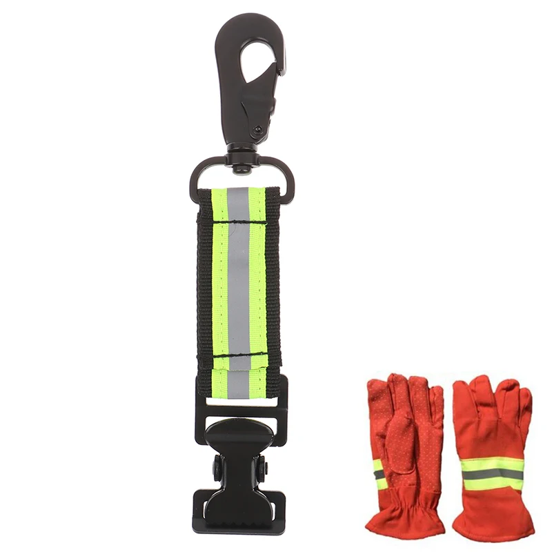 

Fluorescent Green Fire Work Glove Strap Heavy-Duty Reflective Rescue Turnout Gear Clip Nylon Webbing Fire Work Glove Clip Alliga
