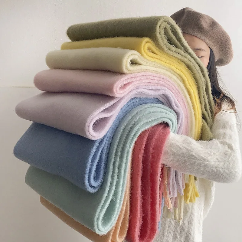 

Plush Scarf Blanket Long Large Winter Cashmere Scarf Women Thicken Warm Pashmina Shawls Wraps Fluffy Tassel Lady Blanket Foulard