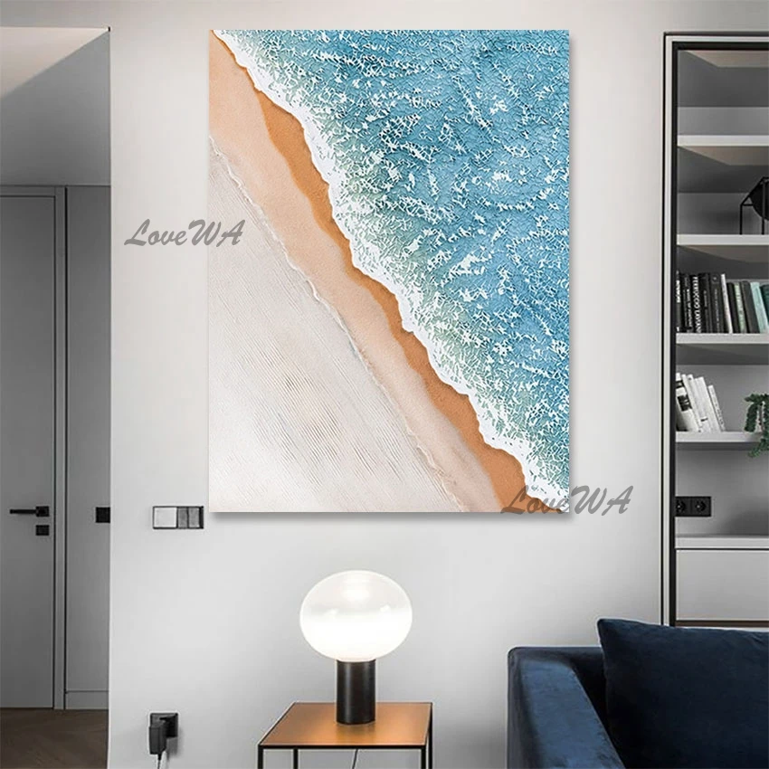 

No Framed Abstract Textured Beach Landscape Oil Painting Decoration Wall Art Drawing Home Artwork Picture For Living Room