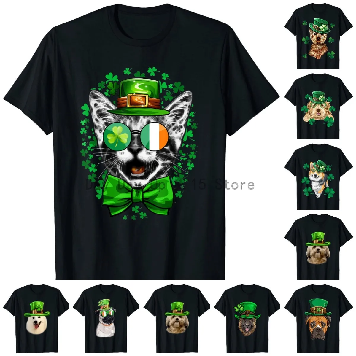 

Happy St.Catrick's Patrick's Day cat and dog Lover Shamrock Ireland