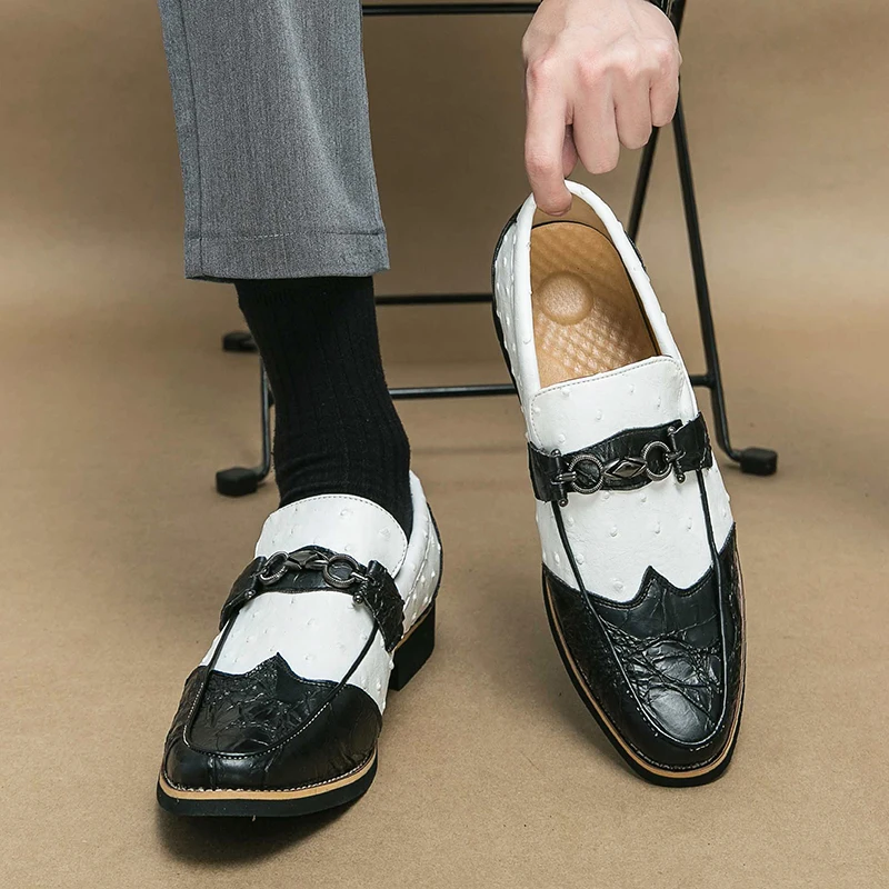 Модные лоферы без шнуровки Penny кожаная мужская обувь платье с острым носком и