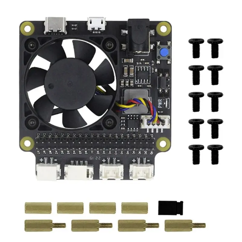 Фото Плата расширения для управления питанием (A96Z) X735 V3.0 для Raspberry Pi 4B, плата расширения питания X825 для 2,5-дюймовых SATA-накопителей и SSD №4