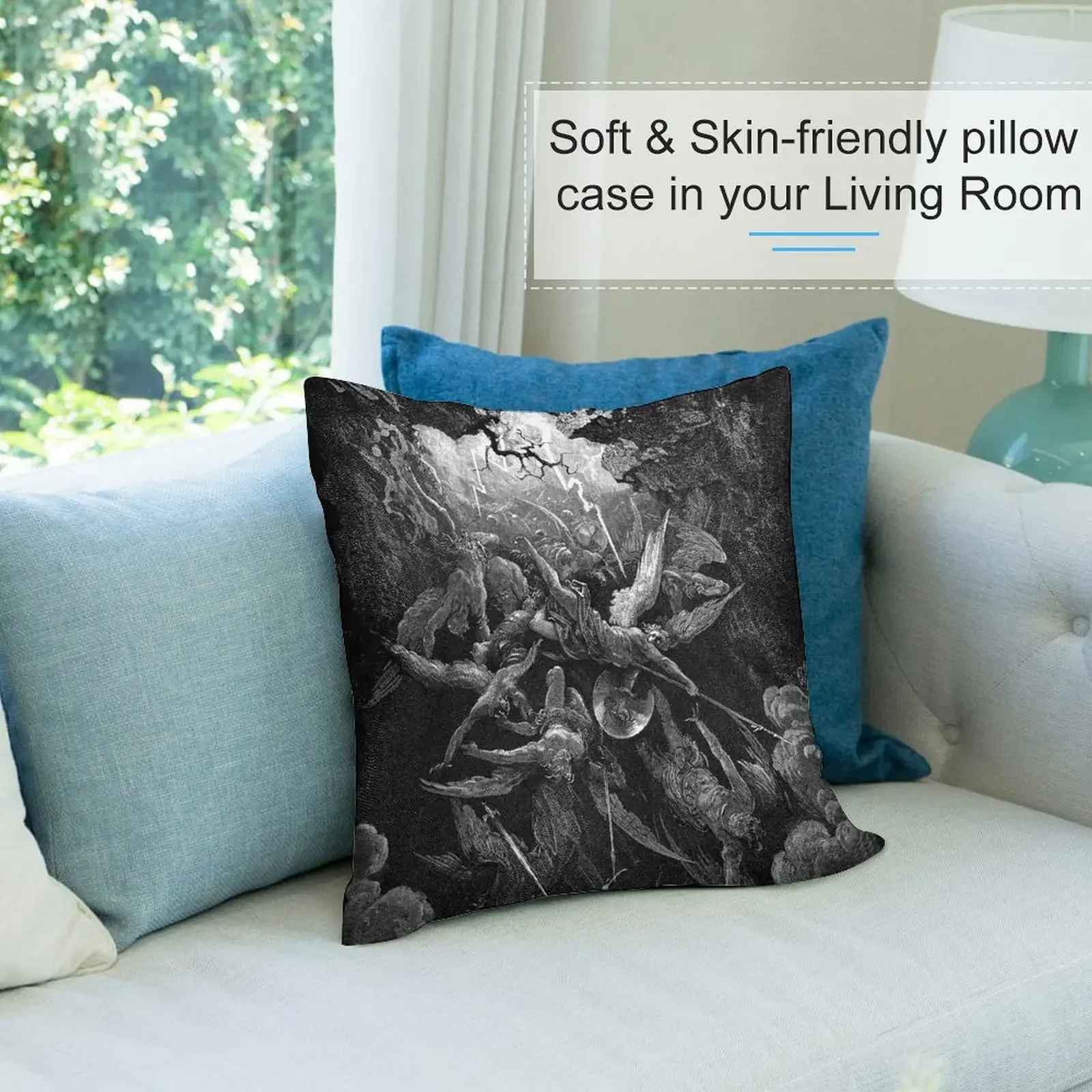 Литограф - Gustave Doré Paradise Lost Рот ада Джон Милтон Декоративная подушка наволочки для