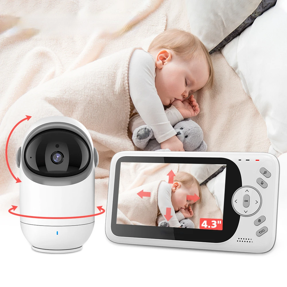

4.3 Inch Video Baby Monitor With Pan Tilt Camera 2.4G Wireless Two Way Audio Night Vision Security Camera Babysitter VB801