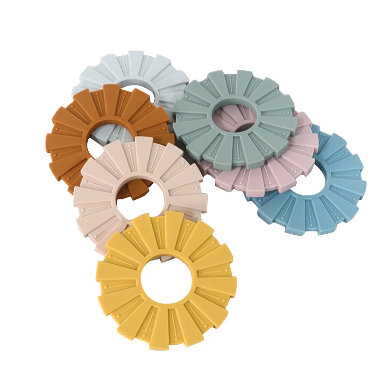 

Baby Silicone Teether Natural Round Ring Food Grade Silicone Beads Teether Newborn Infant Molars Teething Toy Montessori Toys