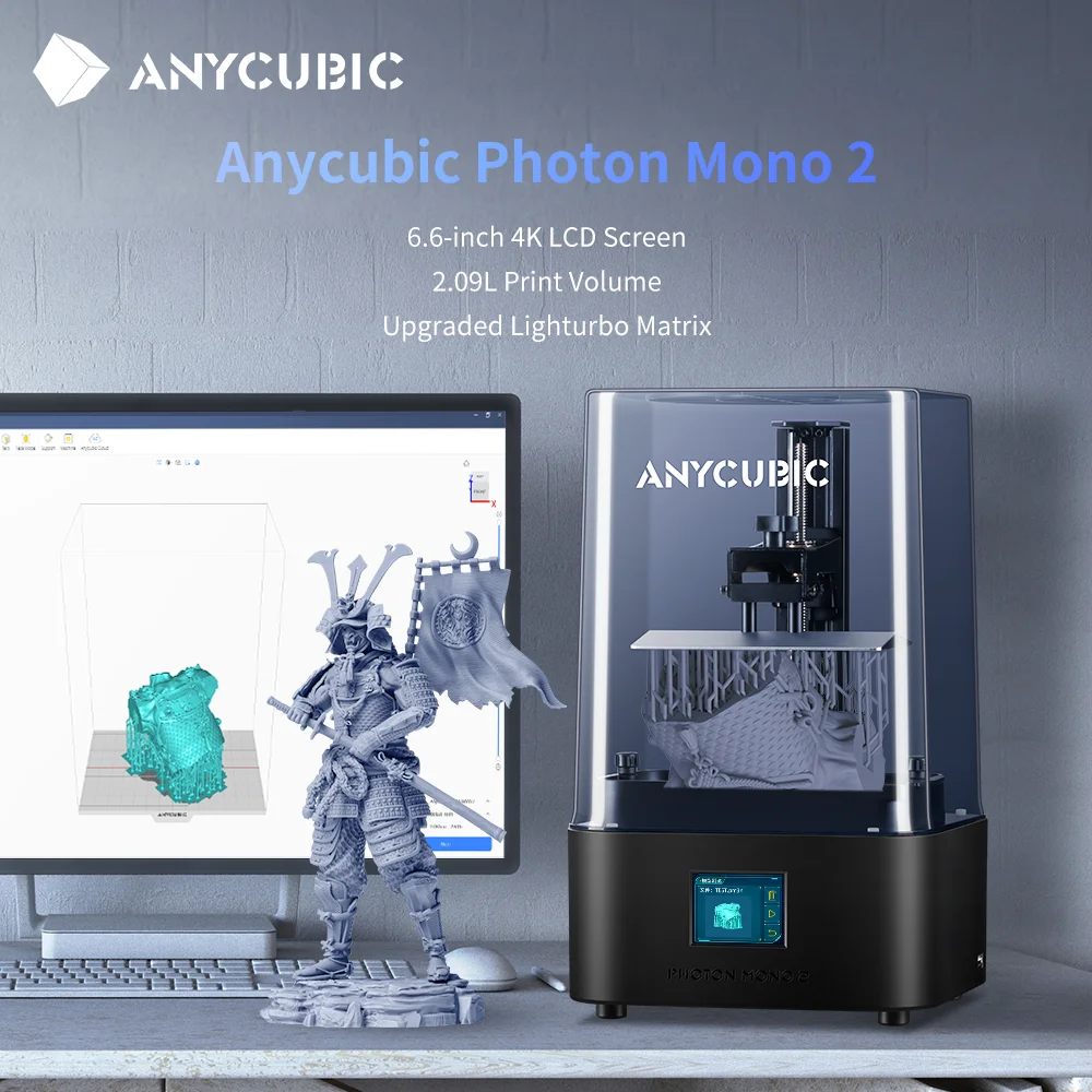 

ANYCUBIC Photon Mono 2 4K+ MSLA 3D Printer 6.6-inch UV Resin Photocuring 4K+ High Resolution LCD Printing Size 165*143*89mm