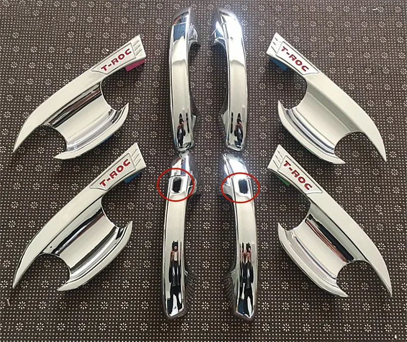 

Для Volkswagen T-ROC 2018-2020 ABS Хромированная дверная ручка дверная чаша декоративная наклейка защита от царапин автомобильные аксессуары G