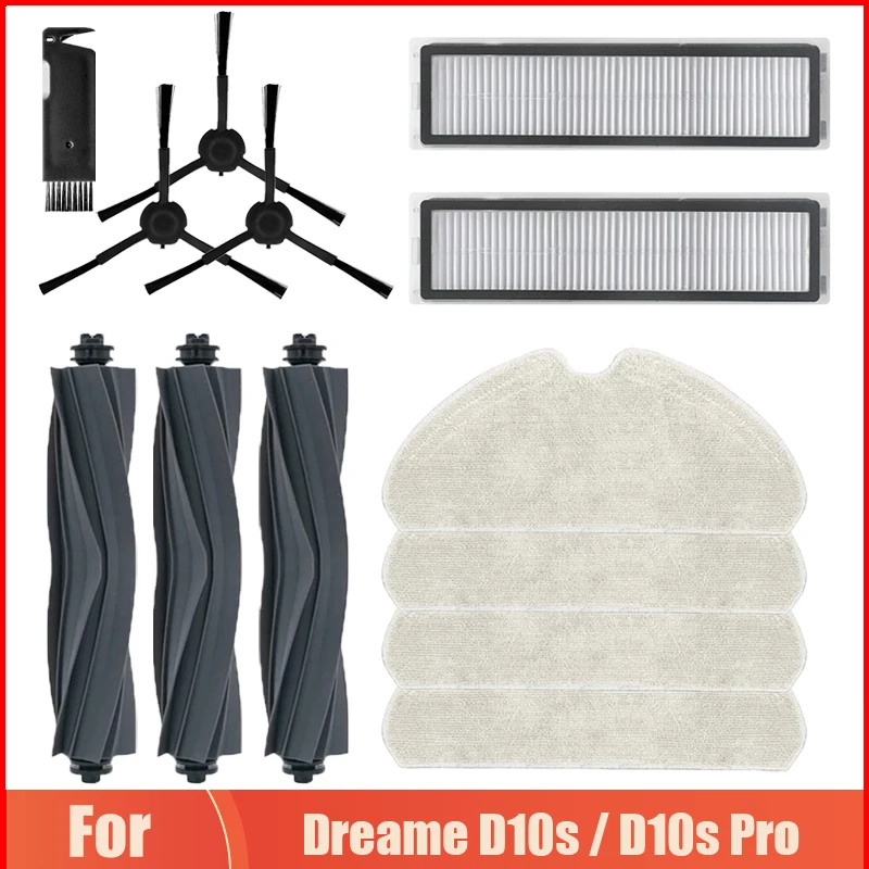 Roller / Side Brush Accessories For Dreame D10s / D10s Pro Robot Vacuum Cleaner Wahable Hepa Filter Mop Cloth Rags Replacement