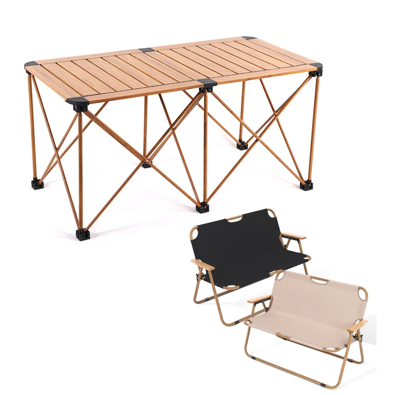 

Уличный портативный складной стул из ткани Оксфорд, двойной складной стул Kemmit с текстурой древесины, складной стул