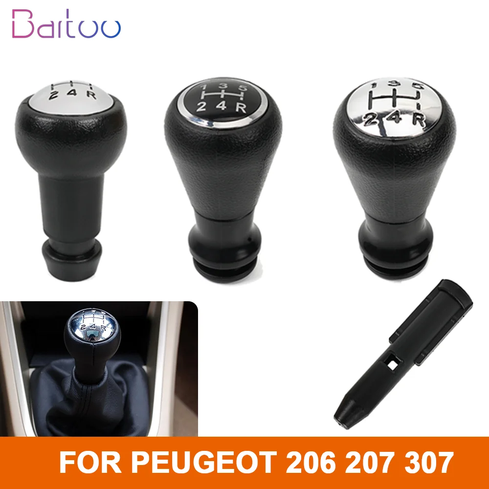 

New 5 Speed Car Manual Gear Shift Knob With Stick Shifter Lever Knob Adapter For Peugeot 207 307 206 Citroen C1 C3 C4 SFN144