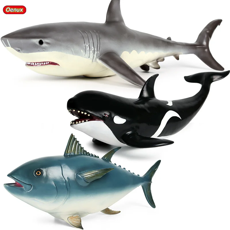Big Size Savage Sea Life Animals Soft Great White Shark Tuna Orca Big Shark Action Figures Model Educational Toys Kids Gifts