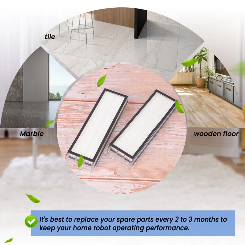 2 Pcs Hepa Filter Sweeping Machine Accessories For Xiaomi Roborock Vacuum Cleaner Smart Cleaning Robot Replacement Kit H