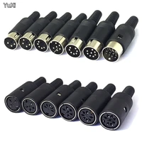 10pcs din connector malefemale din plug jack socket connector 34567813 pin chassis cable mount with plastic handle