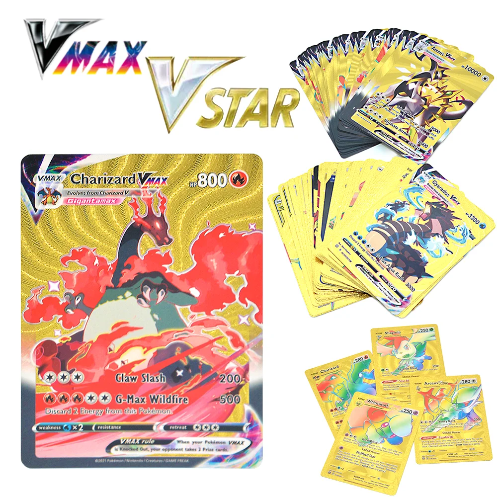 

Pokemon Trainer Anime 55pcs Collection English Spanish 10000HP Mewtwo Mew Pikachu Charizard Vstar Vmax GX Series Cards Gifts
