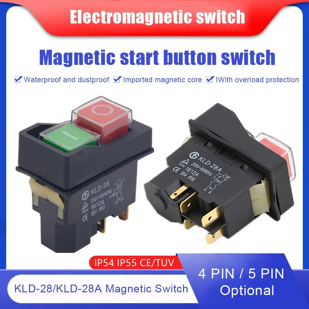 

Durable 4/5 Pin Waterproof 220V 16A Electromagnetic Switch Magnetic Switch Push Button KLD-28/KLD-28A