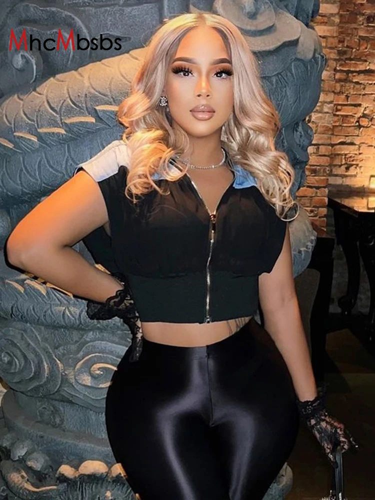 

Женский джинсовый жилет на молнии, повседневный облегающий жилет без рукавов в стиле пэчворк, одежда для гранжа, лето 2022