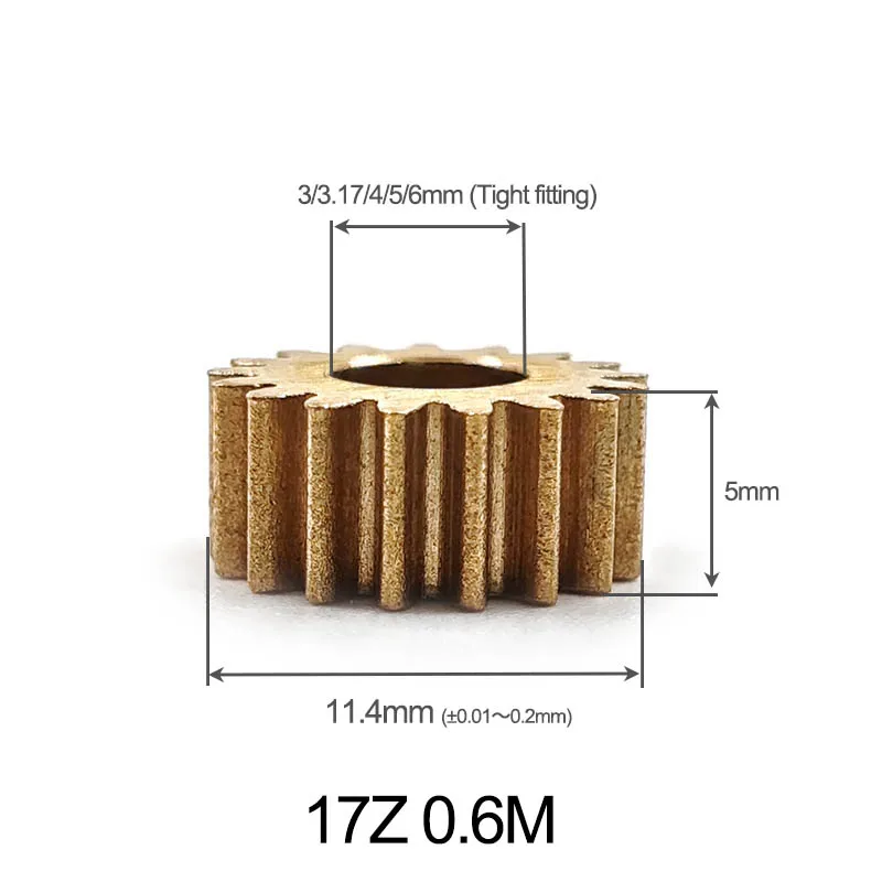 

Медная шестерня 17 зубьев 0,6M
