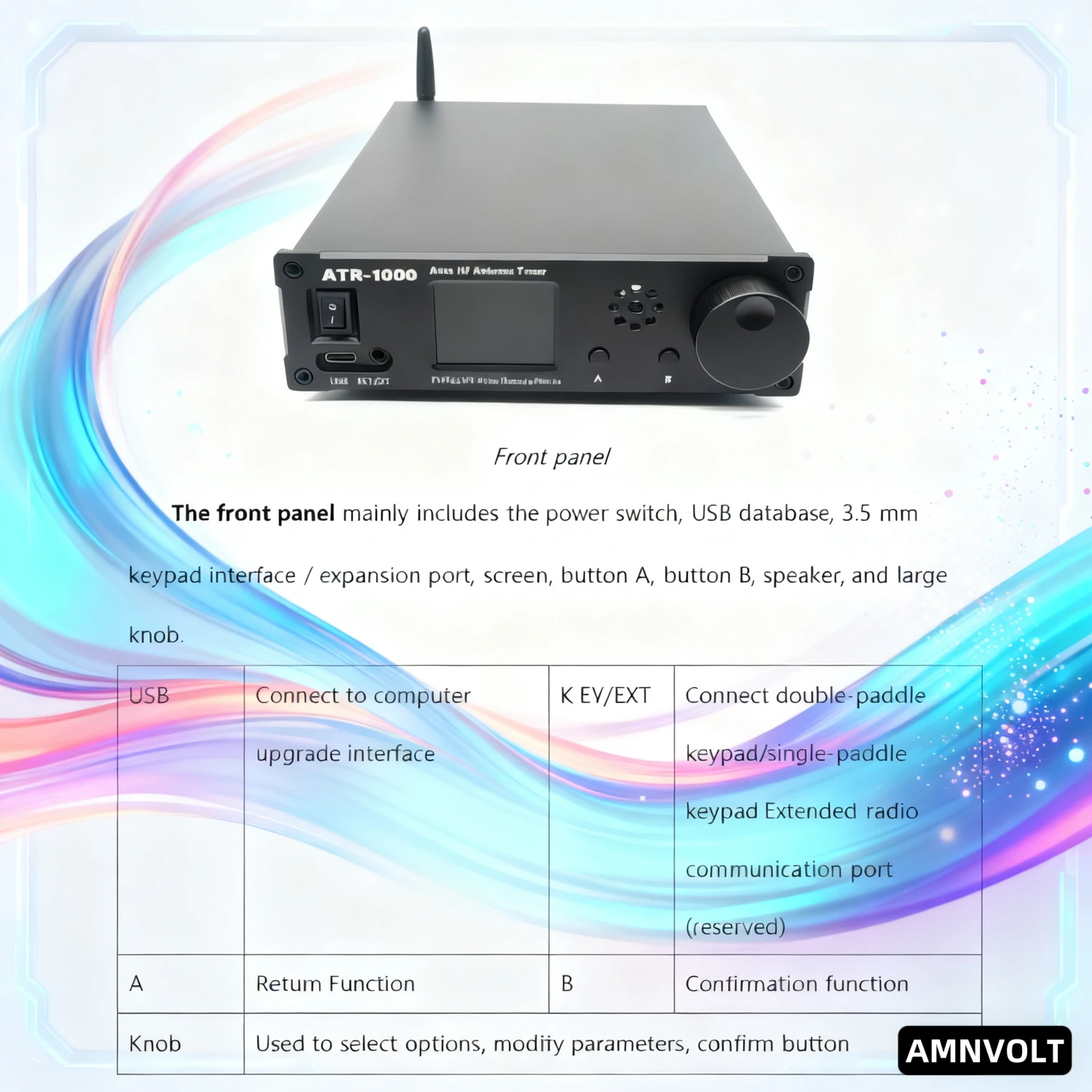 Фото AMNVOLT ATR1000 1000 Вт 1.8-30 МГц Автоматический антенный тюнер для КВ-радио с поддержкой Wi-Fi и дистанционным управлением для YAESU IC №5