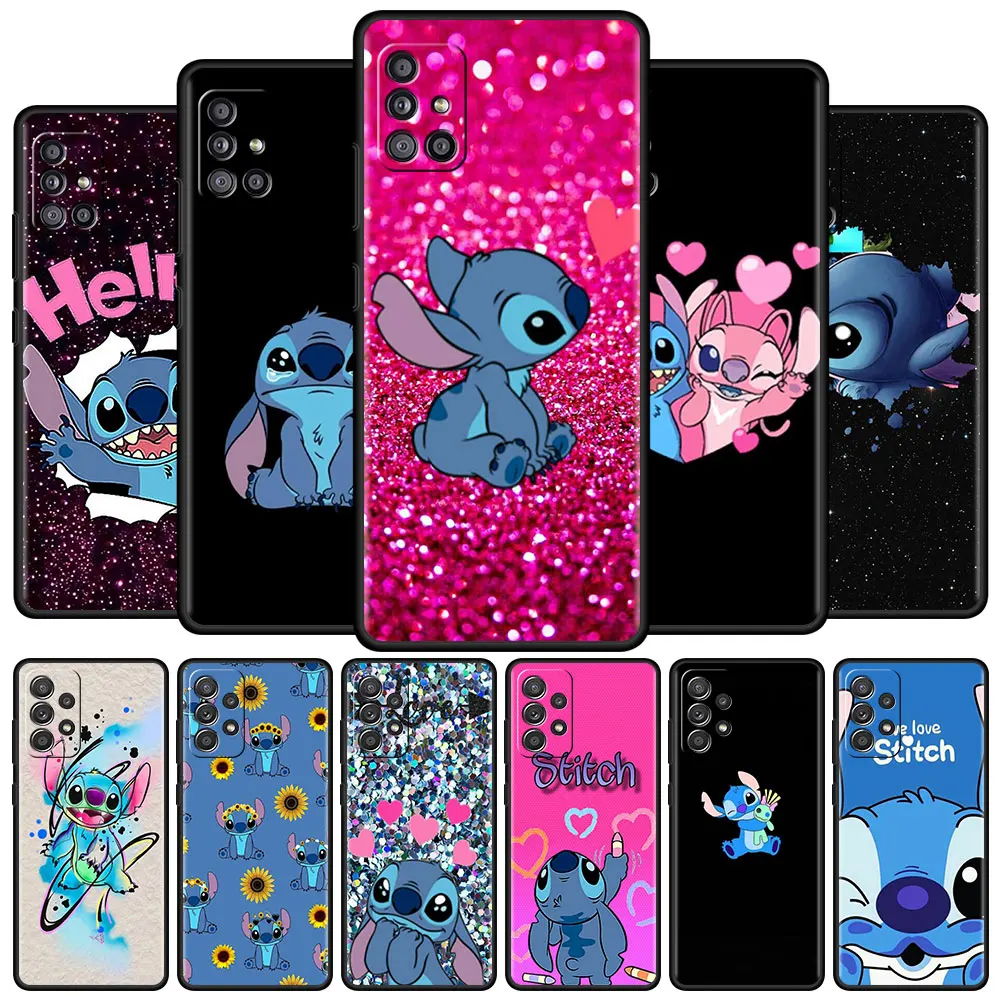 

Black Celular Case For Samsung Galaxy A51 A52 A71 A21s A12 A72 A50 A31 SmartPhone Estuche Funda A22 Sac Lilo Stitch Blue Koala