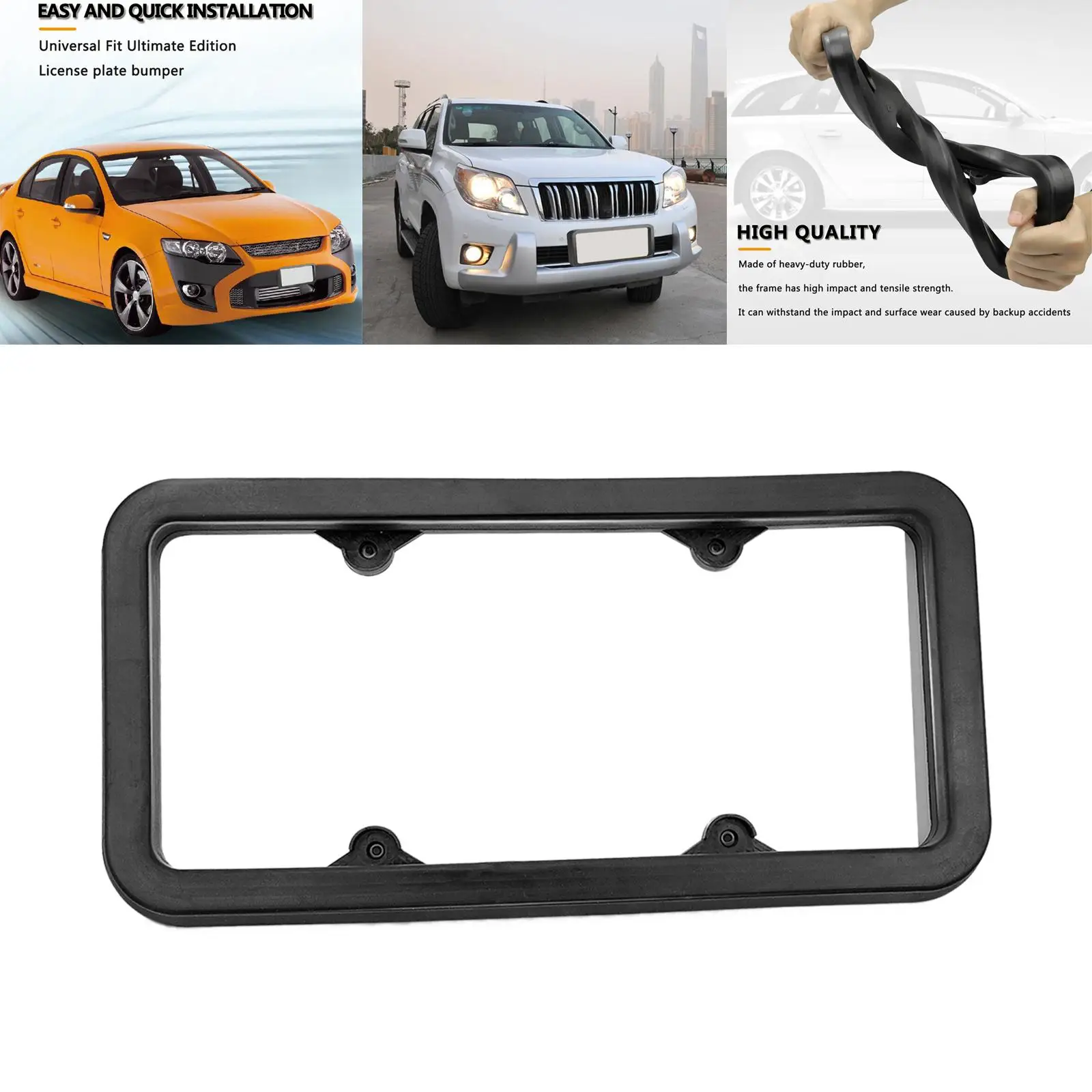 

License Plate Bumper Rubber Guard Easy Installation Front License Plates Frame for