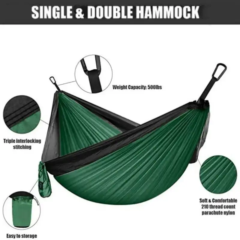 

Hammock Single Portable Hammock 108×55in, Camping Accessories for Outdoor, Indoor, Travel, Beach Deep Green