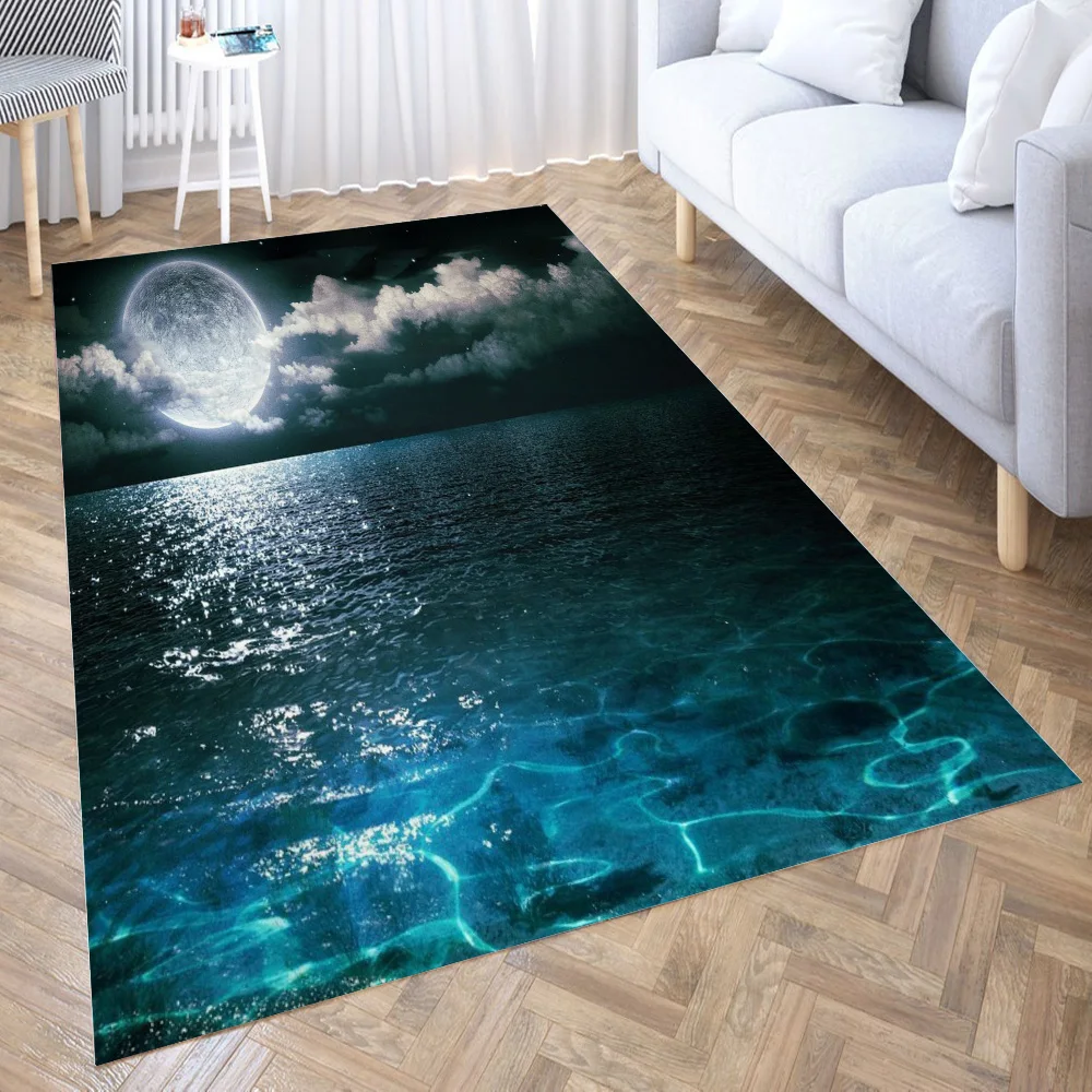 

Moon 3D Carpet Living Room Kitchen Entrance Door Mat Anti-slip Floor Rug Bathroom Area Hallway Mats