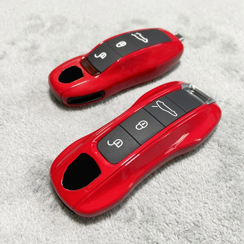 

Key Case Carmine Color for Porsche 718 911 Panamera Cayenne Macan Boxster Cayman Car Key Shell Cover Remote Control Fob Replace