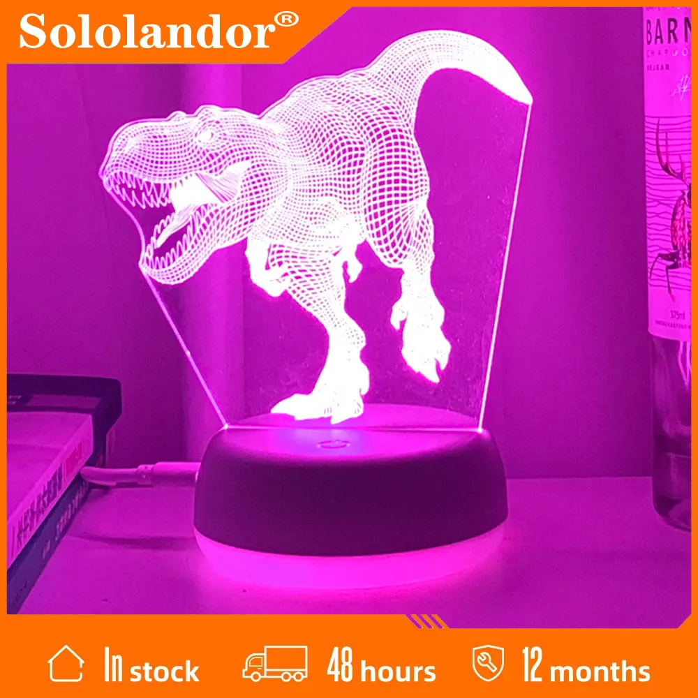 

New 7Color Dinosaur LED 3D Night Lights Cartoon Fashion Remote Control Table Desk Lamp for Kids Christmas Birthday Gift Baby Toy
