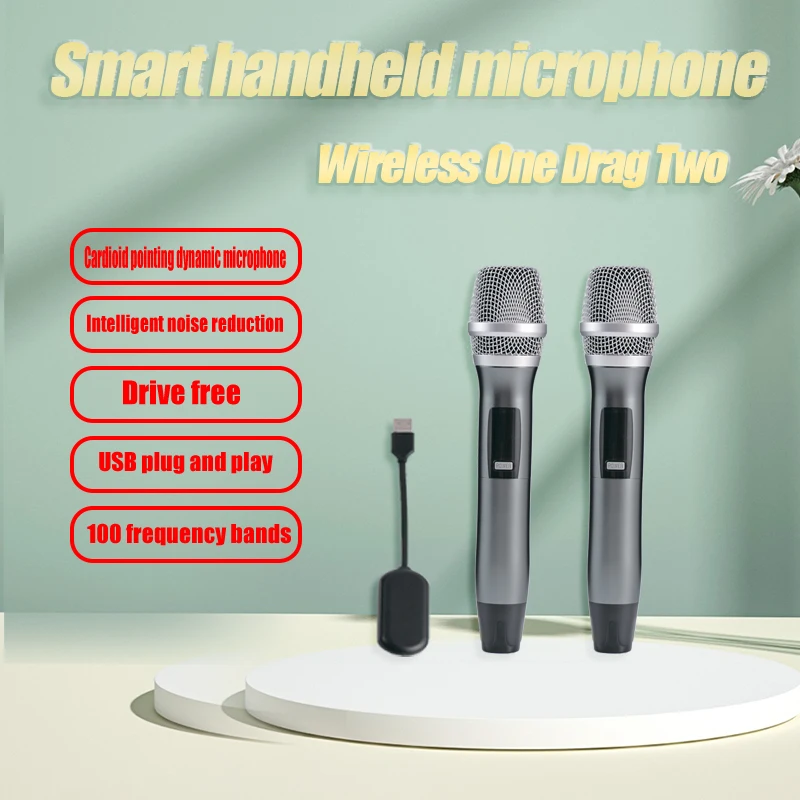 

Караоке компактная 2-канальная двойная Портативная Беспроводная микрофонная система для Dslr через USB для Aux совместимая с Iphone