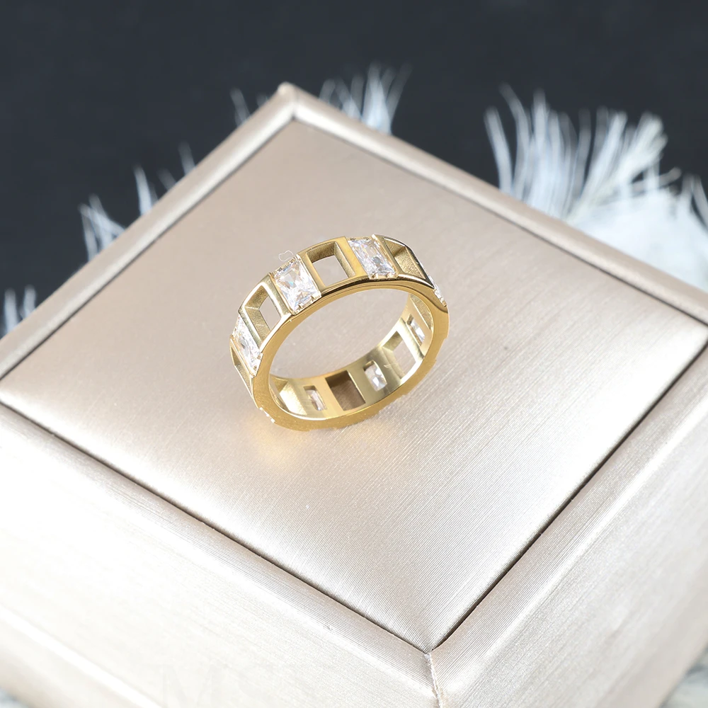 ZMfashion полые инкрустированные обручальные кольца из натурального камня роскошное