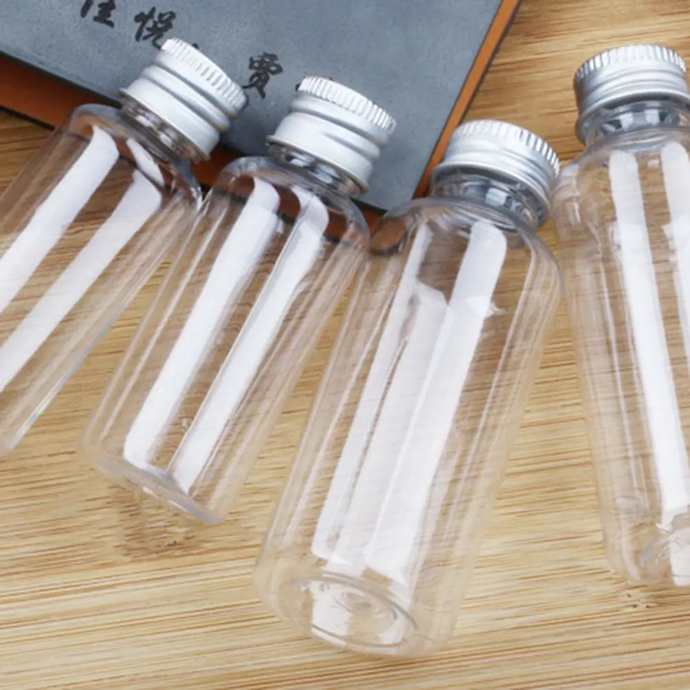 

Clear Plastic Liquid Bottle With Aluminium Screw Cap Small Jars Cosmetic Container Travel Kit Empty RefillableBottle5/10/20/30ml