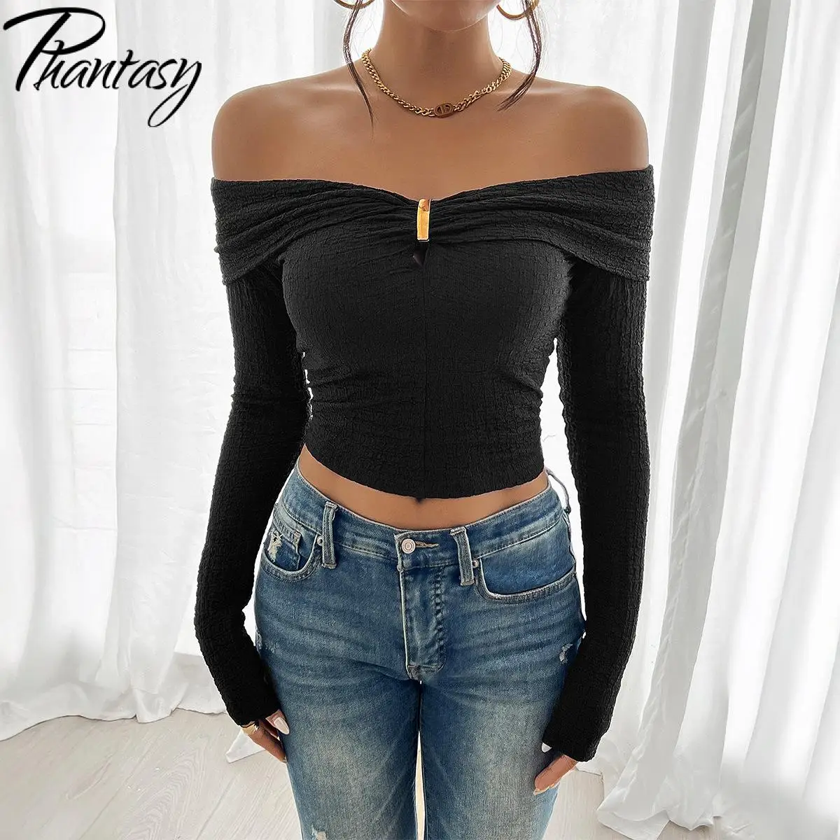 Phantasy Y2K Женские футболки с длинным рукавом Топы для женщин и блузки 2024 Нарядные