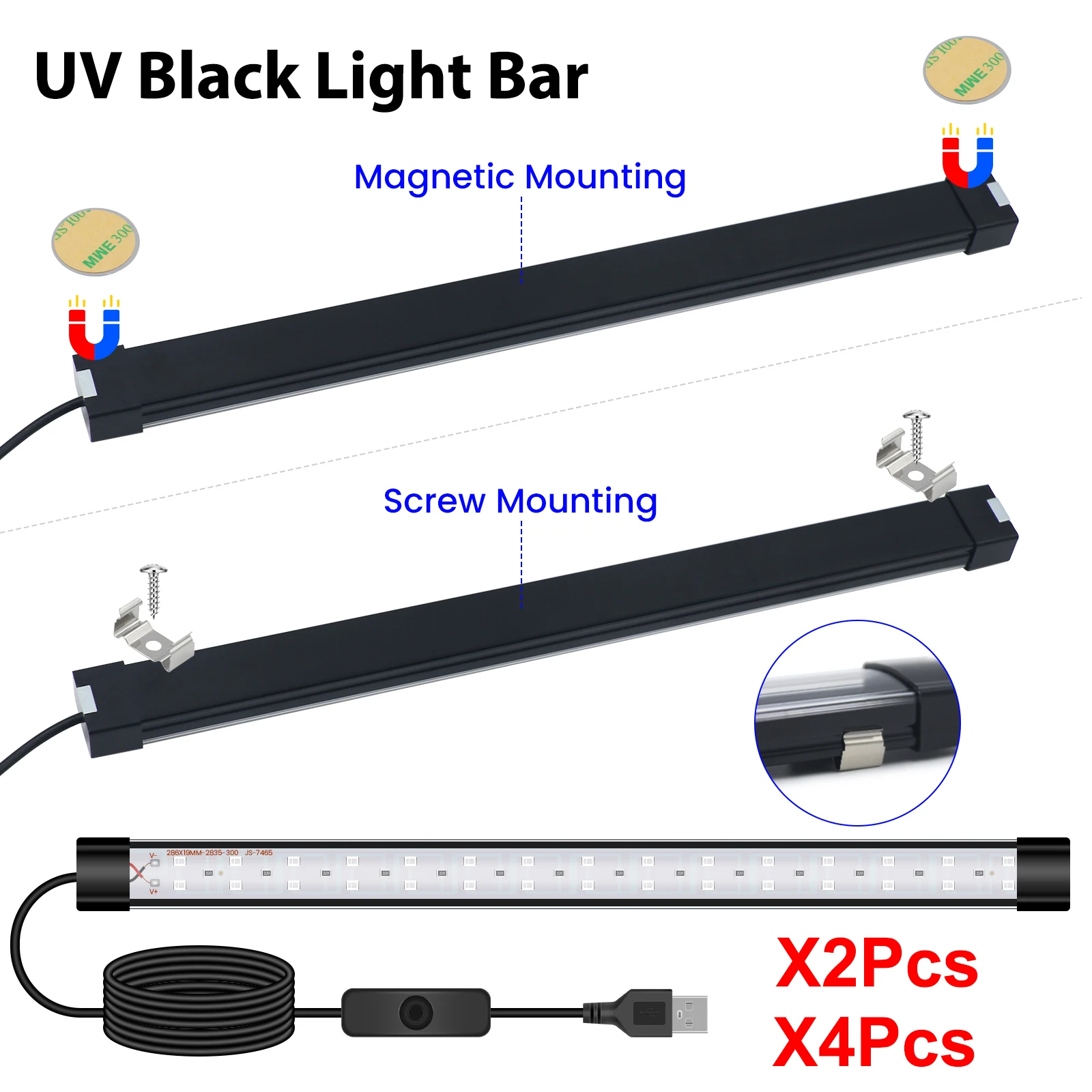 Фото 10 Вт USB УФ-светодиодный черный светильник с переключателем 30 см Blacklight Bar 365-395 нм для Хэллоуина, вечерние трубки, УФ-ленты, Ультрагравитационная лампа №1