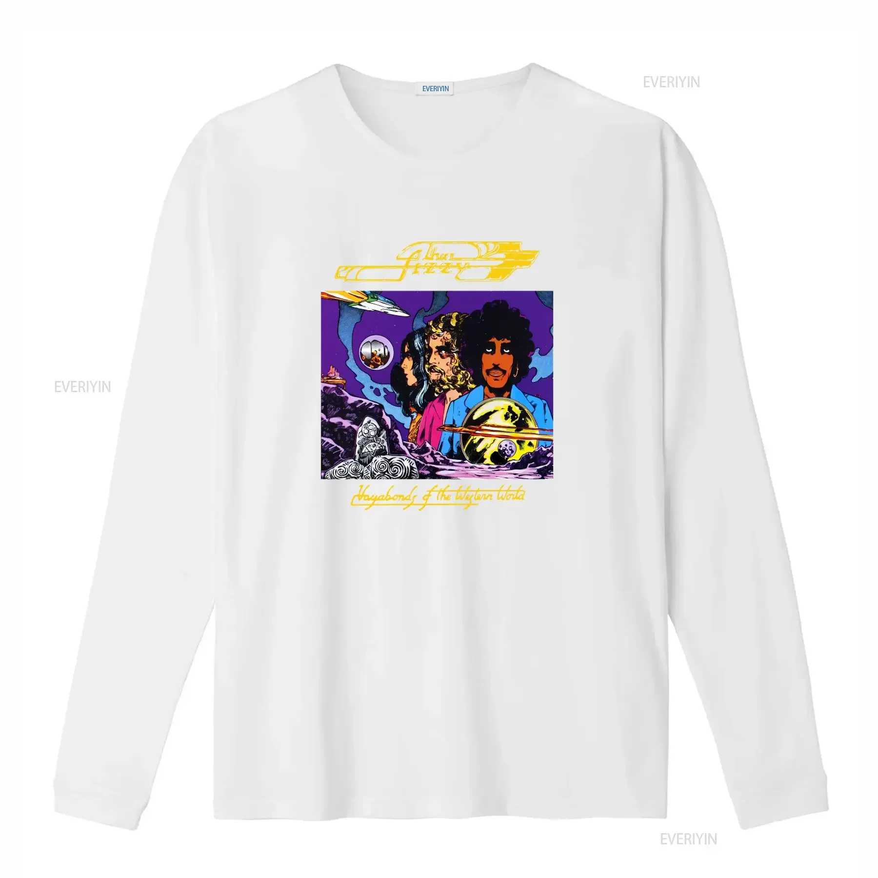 Фото Футболка хлопковая S-5XL Thin Lizzy's 'Vagabonds of the Western World' с принтом Фила Линнотта, винтажная, с эффектом потертости, стильная, эластичная №4