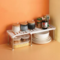 Kitchen Storage Rack Retractable Cabinet Shelf Plastic Stainless Steel Under Sink Storage Rack Household Seasoning Bottle Shelf
