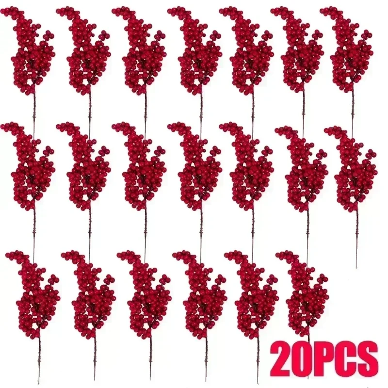 

Искусственные красные ягоды для декора Рождества