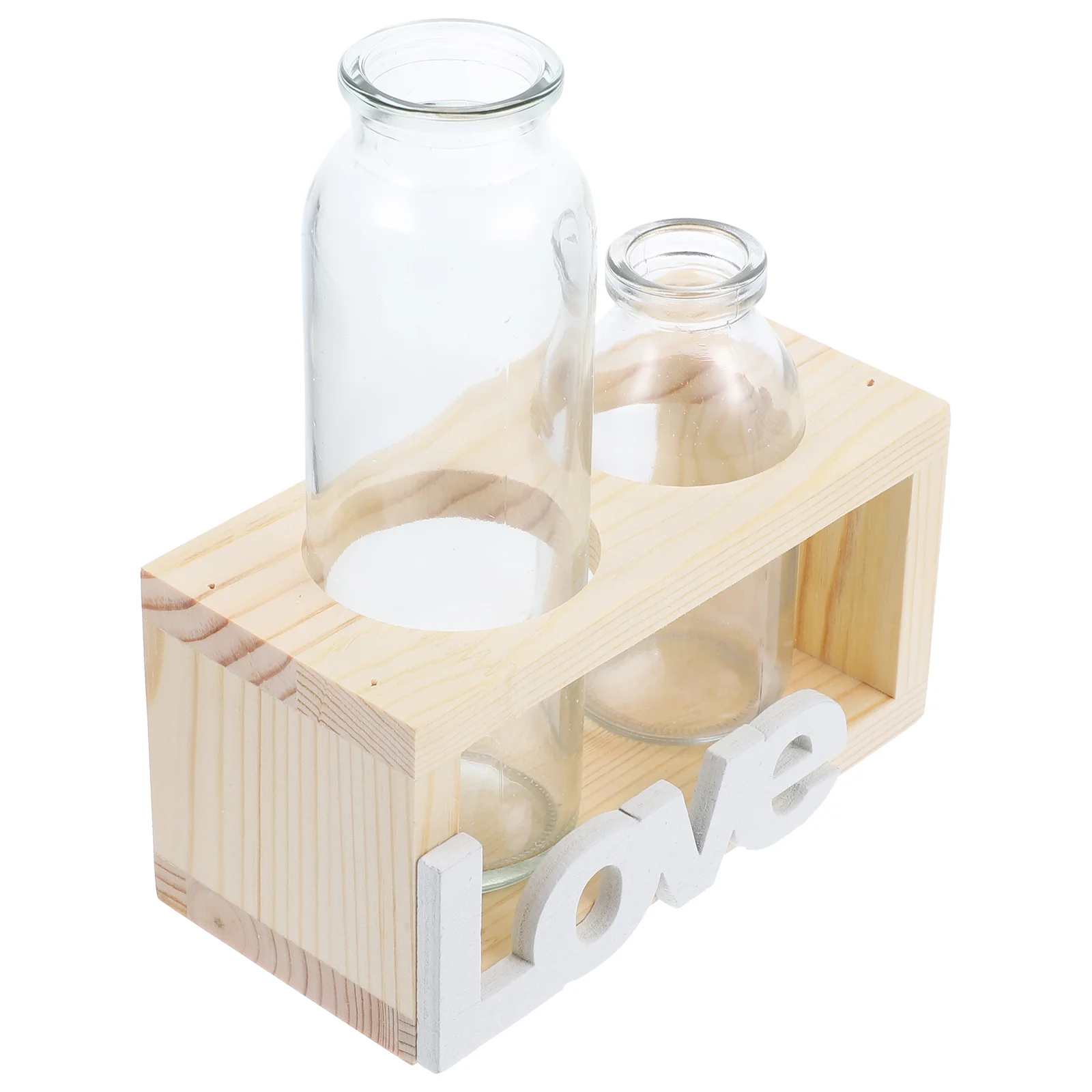 

1 Set of Creative Desktop Terrarium Vase With Wooden Stand Household Decorative Glass Vase Hydroponic Planter