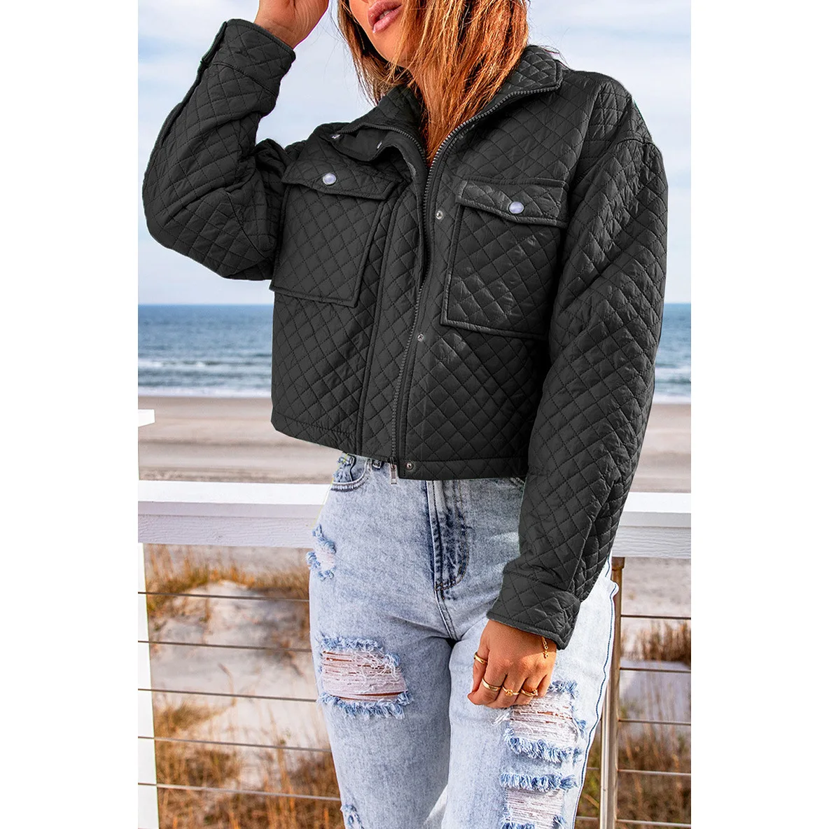 Winter Clothes Women Parkas Harajuku Coats Rhombus Long Sleeve Top Jacket Korean Fashion Loose Cheap Wholesale New