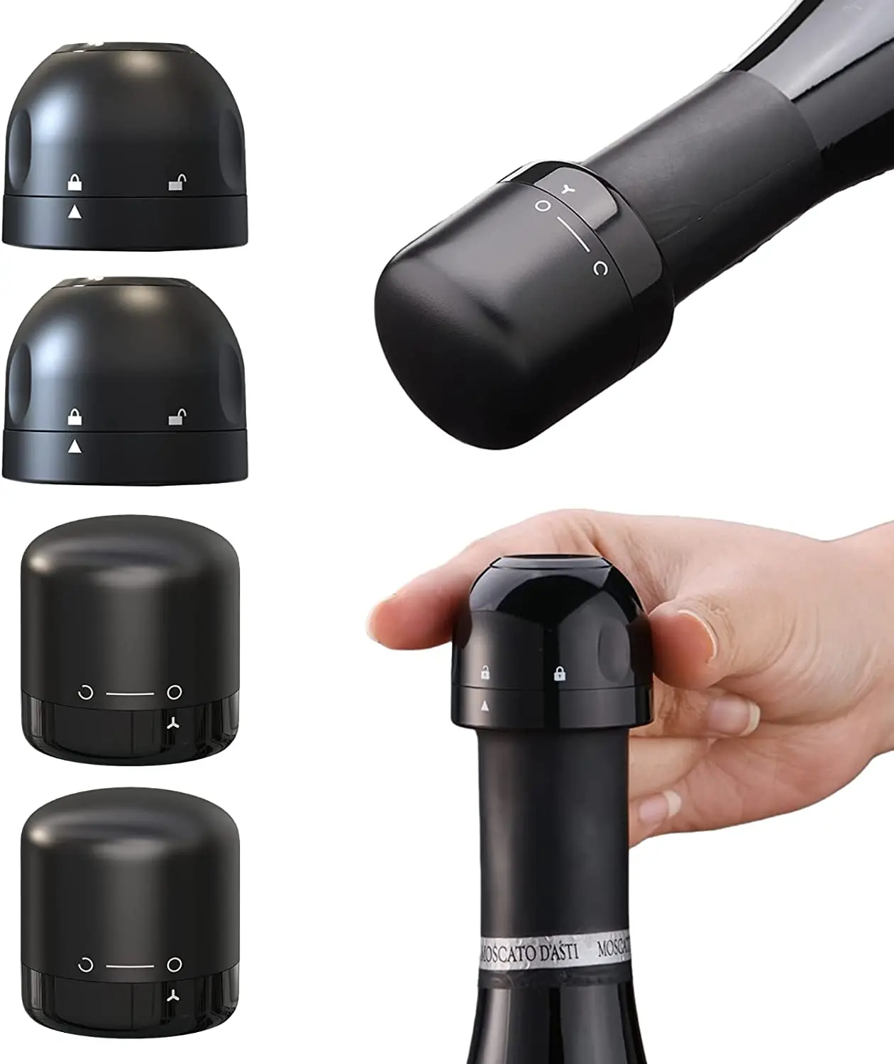 

2 Pack Champagne Stopper & Red Wine Vacuum Pump Stoppers Plug Reusable Corks Bottle Sealer Cap Leak-proof Fresh Keeper Bar Tools