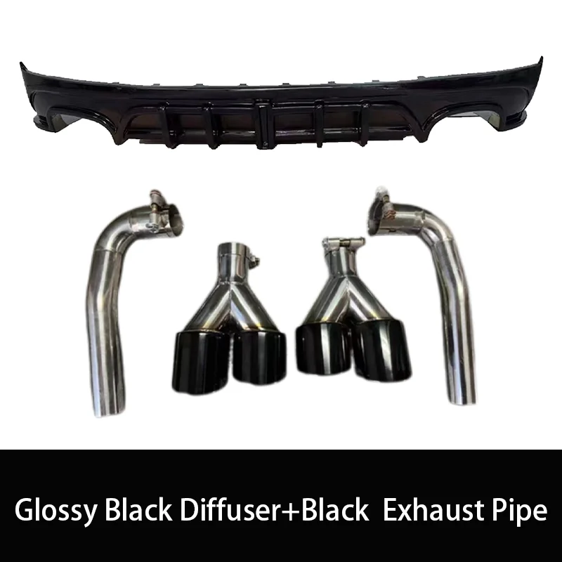 

Для Geely Monjaro 2021 2022 2023, диффузор заднего бампера, разветвитель, комплект, двойная выхлопная труба с двойным выпуском, черные карбоновые аксессуары